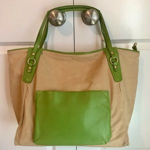 Boulevard Sunday Tote-Canvas and Green